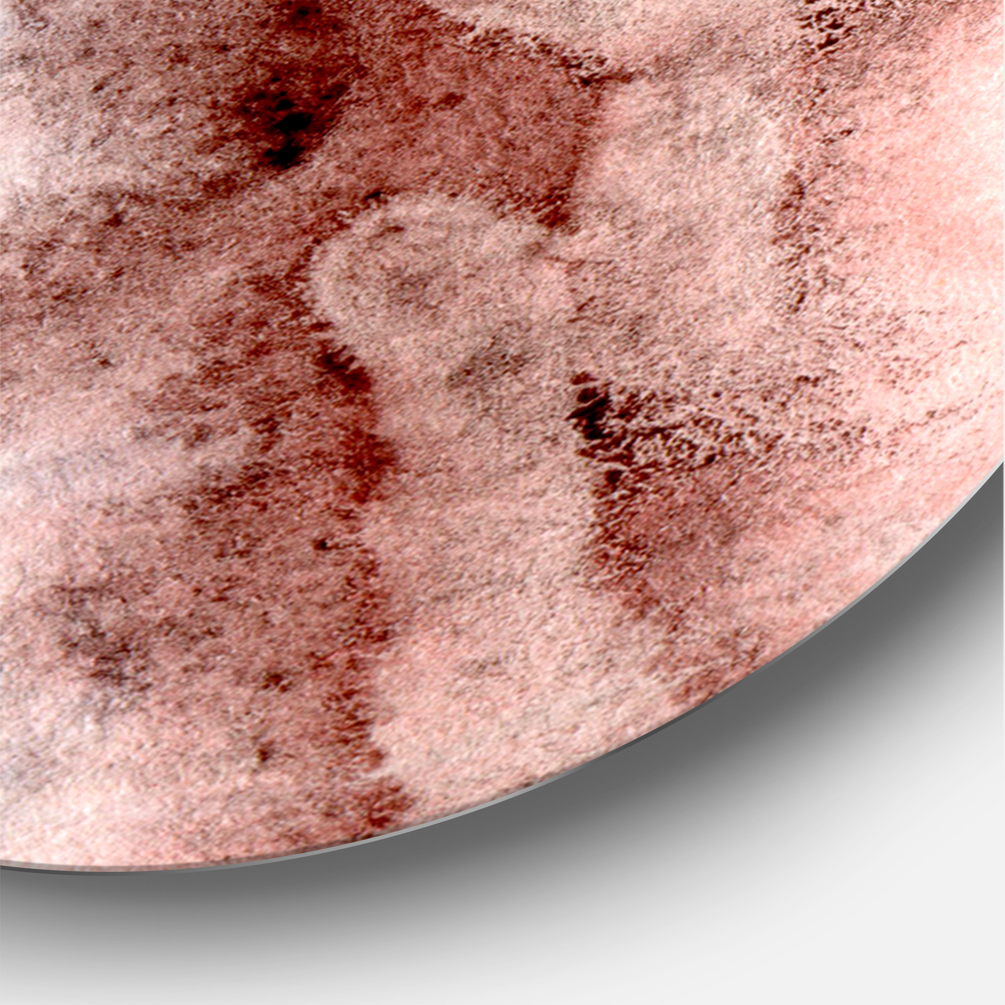 Designart 'Pastel Abstract With Pink Blue and Dark Red Spots' Modern Circle Metal Wall Art 11x11 - Disc of 11