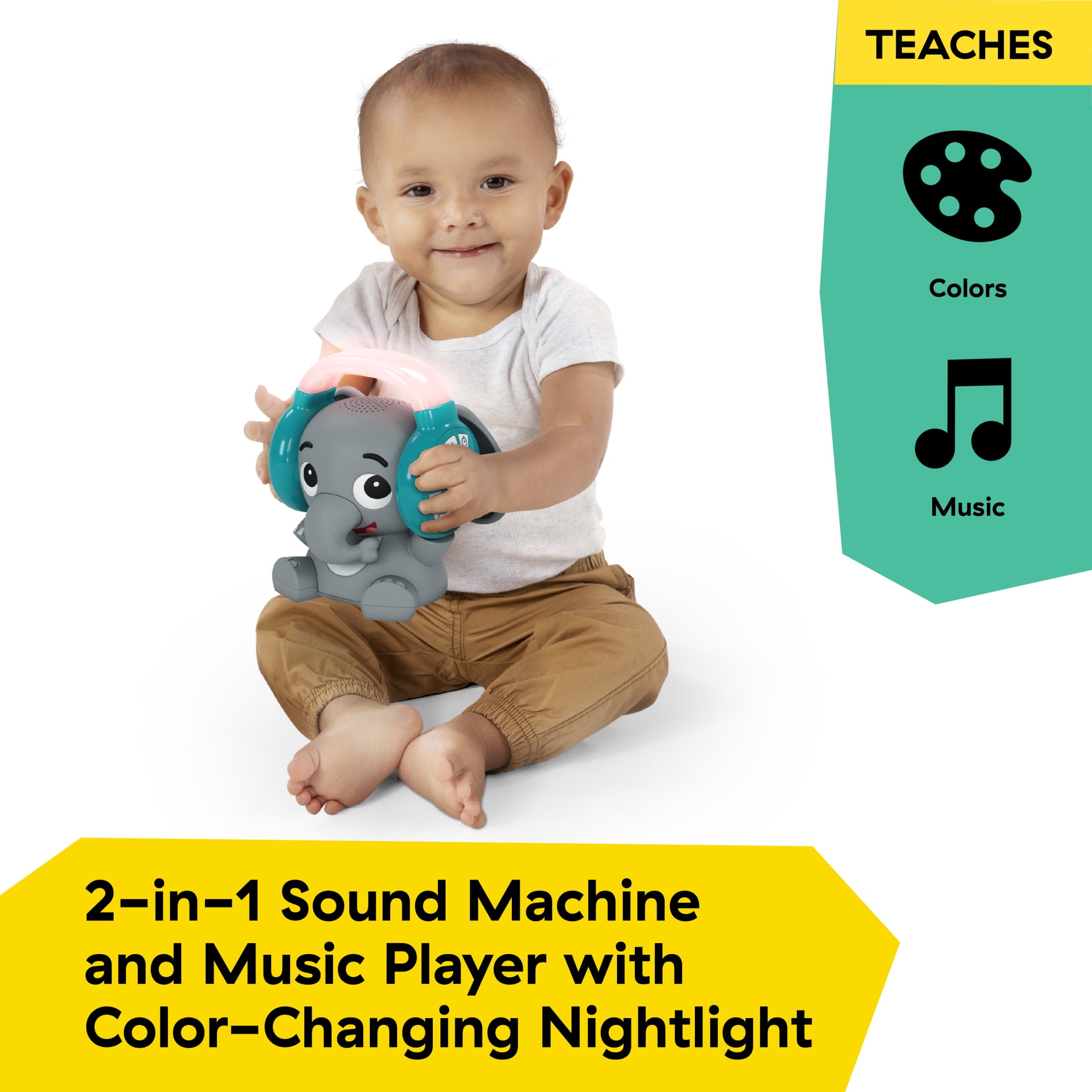 Earl the Elephant Bluetooth Soother Sound Machine, Stream Music + Night Light, Infant to Toddler