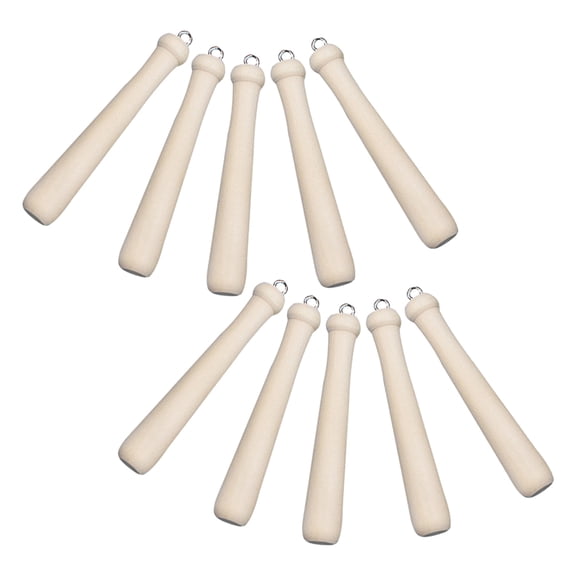 KAKOWELY 10Pcs Mini Baseball Bat Shape Wooden Keychain Pendant For Diy Projects And Jewelry Making