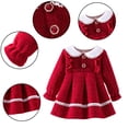 thumbnail image 2 of Qudderr Robes en Polaire Automne Hiver pour Filles 3M-2T, Robe de Fête Rembourrée à Col Rond pour Nouveau-Né, Robe de Fête en Coton Couleur Unie, Robe d'Été pour Filles, 2 of 9