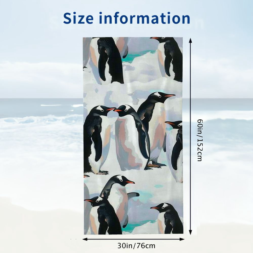 PHYHOO Watercolor Penguins Beach Towels Oversized Microfiber Beach Towel for Adults Extra Large Beach Towel Sand Free Towel for Kids,Men,Women,Boys,Girls 30x60in