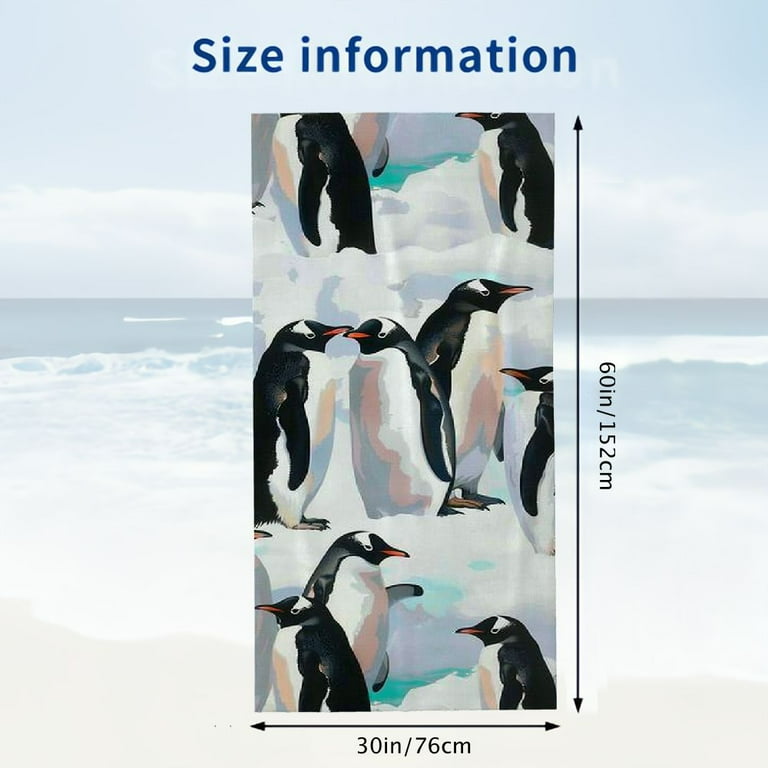 PHYHOO Watercolor Penguins Beach Towels Oversized Microfiber Beach