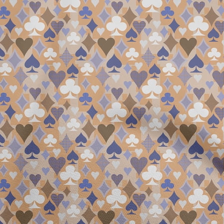 oneOone Cotton Cambric Light Brown Fabric Poker Card Fabric For Sewing Printed Craft Fabric By The Yard 56 Inch Wide
