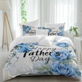 thumbnail image 2 of Happy Father's Day Bedding 3 Piece Duvet Cover Set Queen Size, Blue Spring Garden Floral Soft Microfiber Comforter Cover with Zipper Closure & Pillowcases, Wrinkle & FadeResistant Quilt Cover, 2 of 9