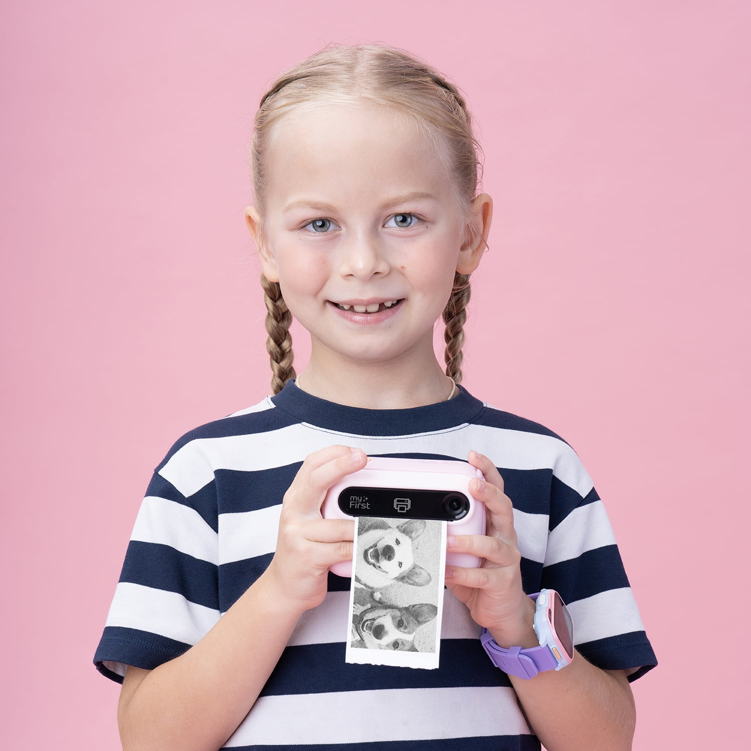 myFirst Dual Screen Kids Instant Print Camera Insta 20 Bundle Set, Cotton Candy Mix - Includes 400+ Prints & Crossbody Bag