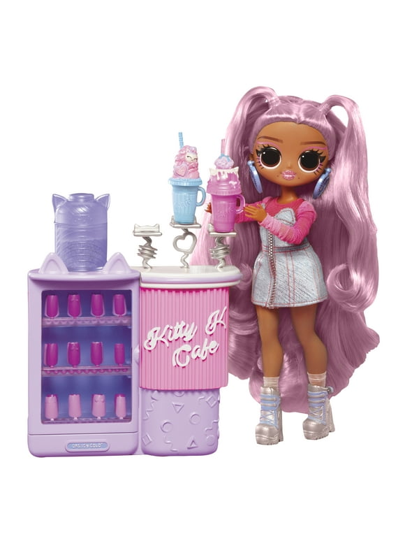 LOL Surprise OMG Sweet Nails Kitty K Caf with 15 Surprises, Real Nail Polish, Press on Nails, Sticker Sheets, Glitter, 1 Fashion Doll, Kids Gift Ages 4+