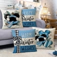 thumbnail image 6 of Warm Winter Wishes Blue Decorative Throw Pillow Covers 18 x 18 Set of 4, Cozy Vibes Pine Needle Farmhouse Outdoor Pillowcase, Christmas Plaid Bow Cushion Case Home Decor, 6 of 6