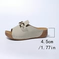 thumbnail image 5 of Beige Women'S Open Toe Mules With Metallic Buckle Wedge Heel Thick Soles Comfortable Casual Summer Wear Slip On Lightweight Soft Fabric Upper Size 36, 5 of 9