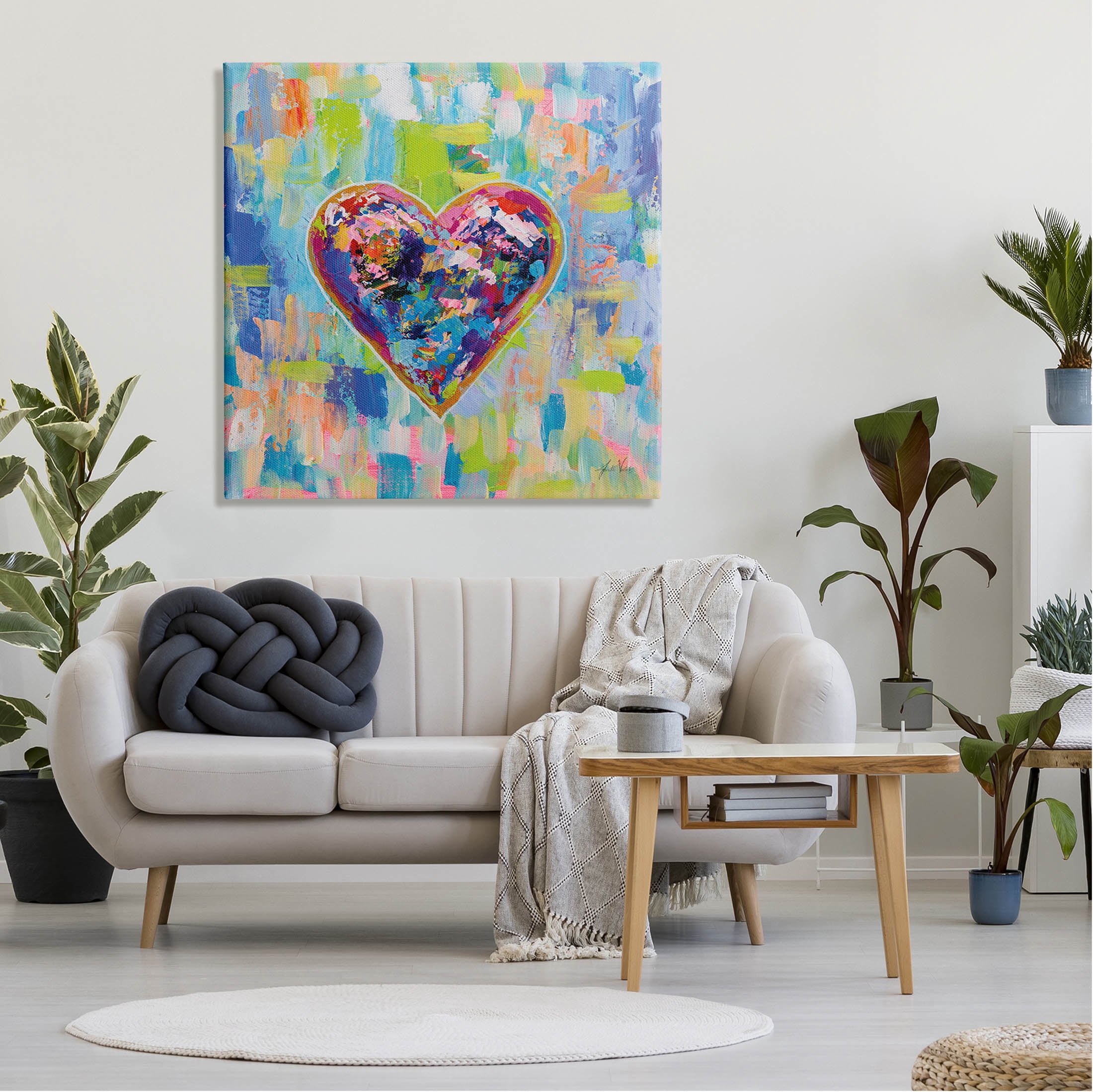 Stupell Industries Contemporary Urban Style Heart Shape Painting Gallery Wrapped Canvas Print Wall Art, Design by Jeanette Vertentes