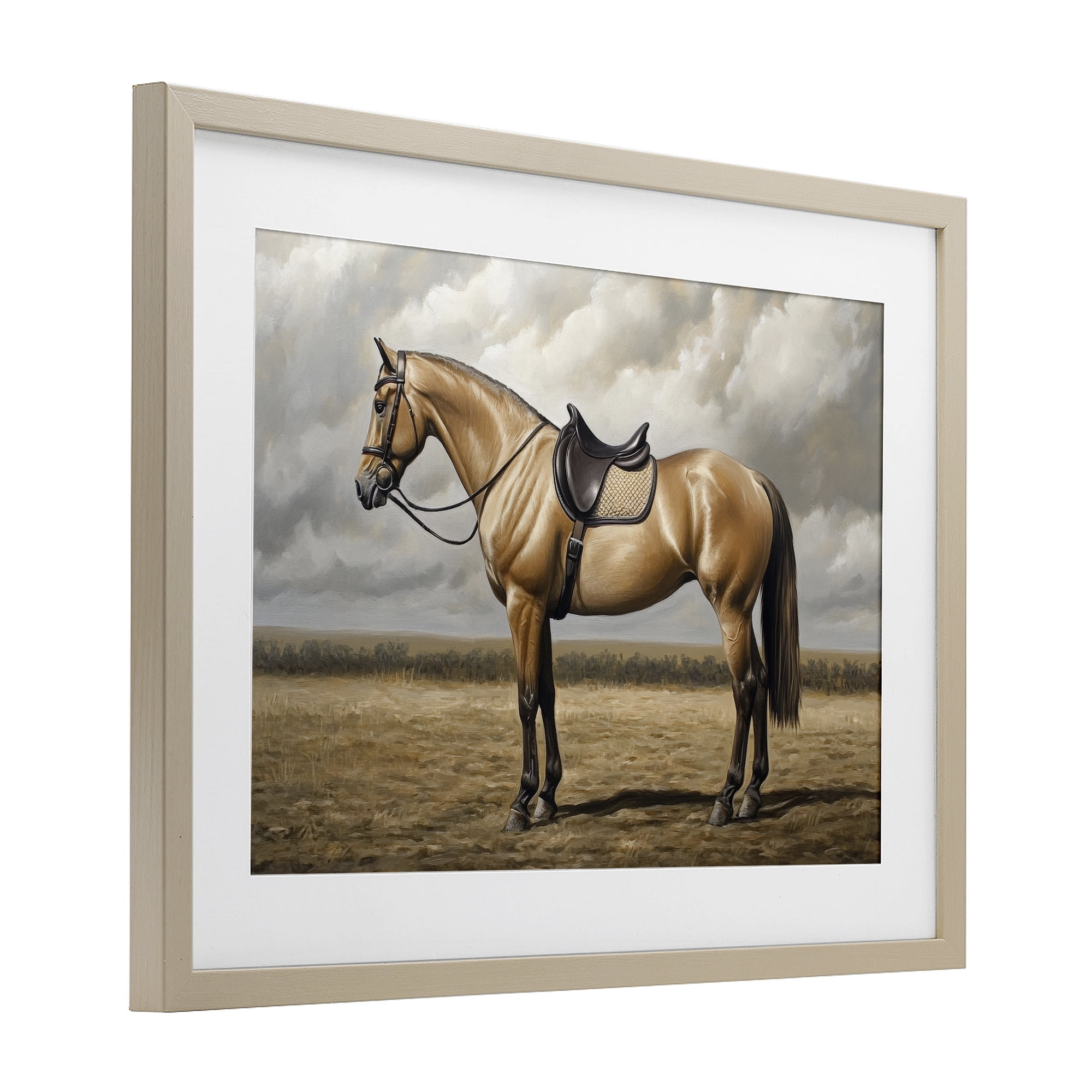 Stupell Industries Shiny Mare Saddled Up Birch Framed Print Under Glass, design by Petal Prints Design