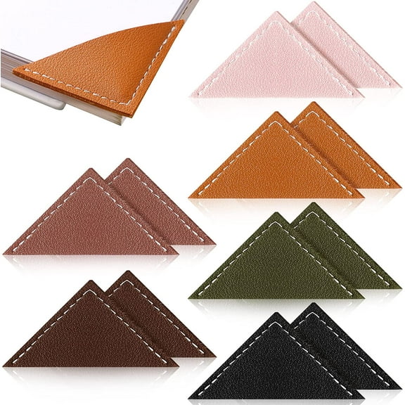 Lsupdaol 12 Pcs Leather Corner Bookmarks Triangle Page Book Marks for Women Book Lovers Gifts for Christmas Women Kids Teachers Reading Lovers School Office Home Supplies