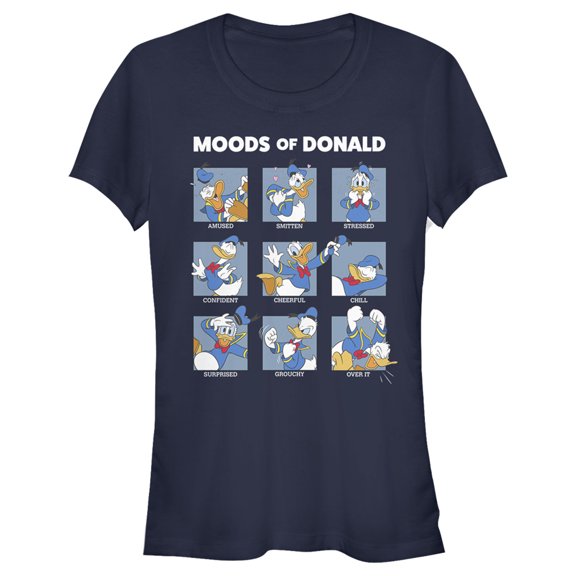 Junior's Mickey & Friends The Moods of Donald Duck  Graphic Tee Navy Blue Medium