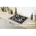thumbnail image 4 of TYEMUI 24 Inch 4-Burner Gas Cooktop – Built-In or Countertop Propane Kitchen Stove, NG/LPG Convertible, Thermocouple Safety, Black Tempered Glass Surface, 4 of 15