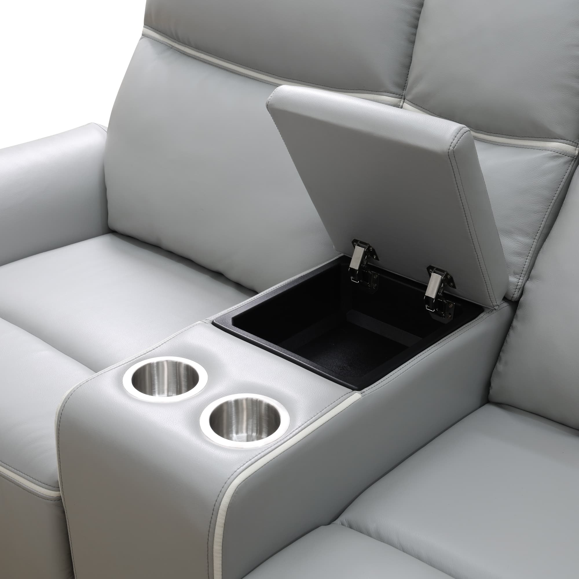 MAYEERTY Power Reclining Loveseat, Electric 2-Seat Recliner with USB Charging, Storage & Cup Holders for Living Room, Light Grey