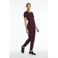 thumbnail image 3 of Elements Women's EL9935 V-Neck Scrub Top and Jogger Scrub Pant Set Wine Medium Petite, 3 of 3