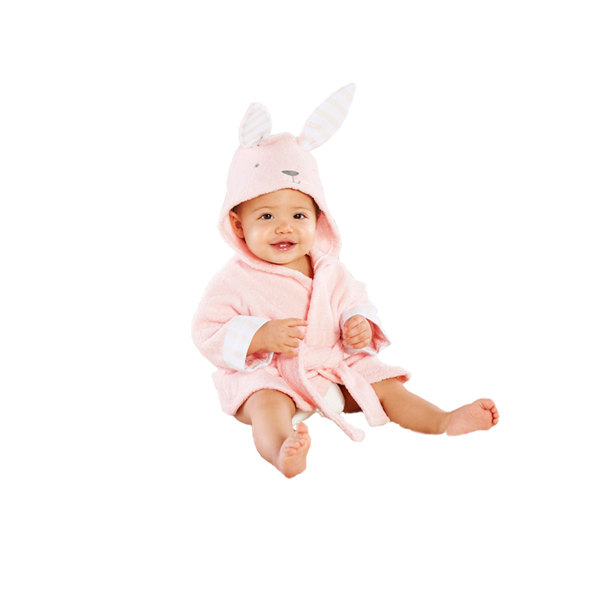 Toddler Baby Hooded Towel Bath Robe Fixed Waist Belt Cardigan Loose