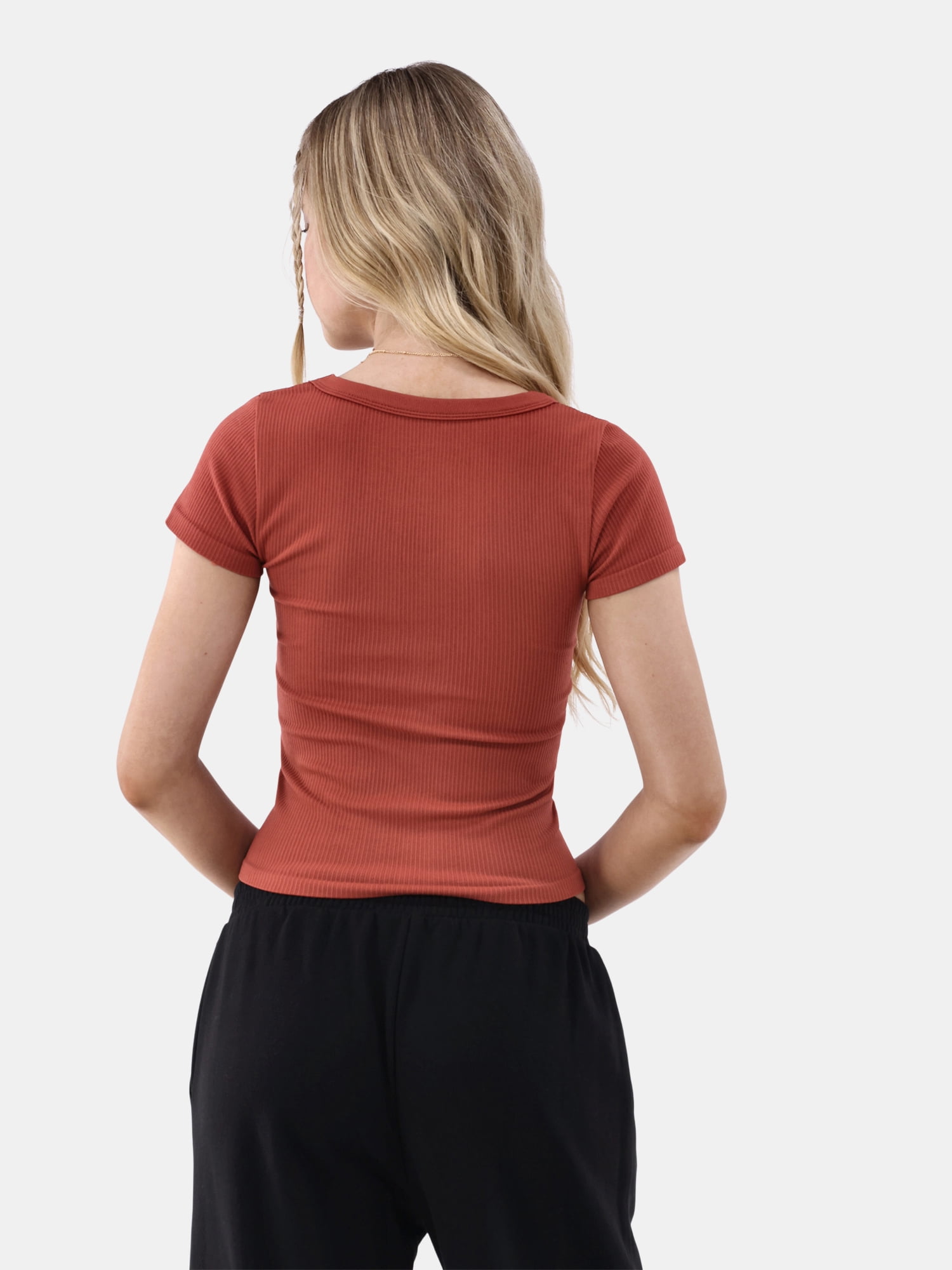 No Boundaries Seamless V-Neck Tee, Women's and Women's Plus