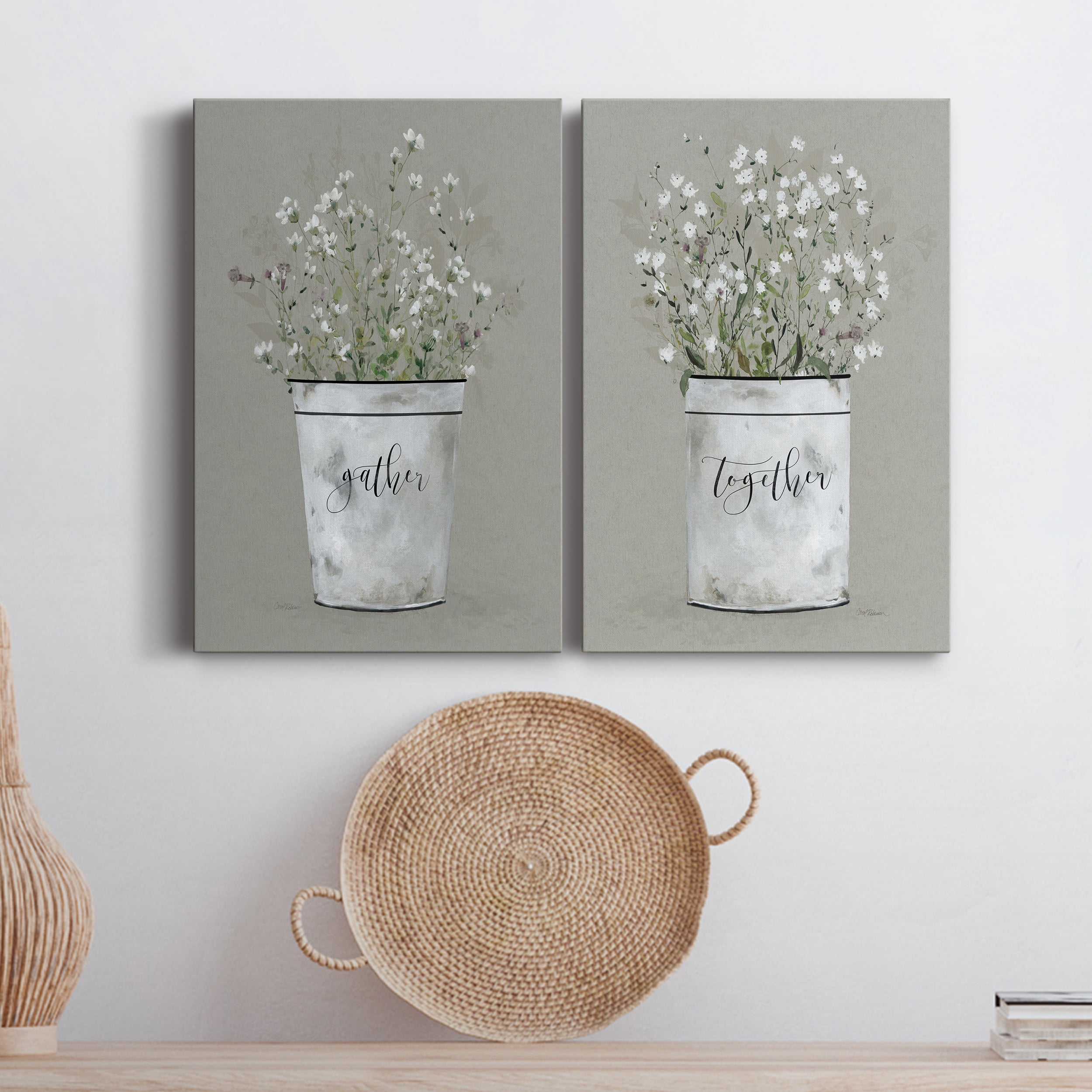 Bouquet of Grace Bucket Gather Premium Gallery Wrapped Canvas - Ready to Hang - Set of 2 - 40 x 60 Each