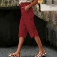 thumbnail image 2 of Womens Trousers Wide Leg Elasticated Waist Cropped Pants Stright Leg Cropped Trouser With Pocksts Casual Loose Bottoms for Holiday Summer Trousers for Women UK, 2 of 6