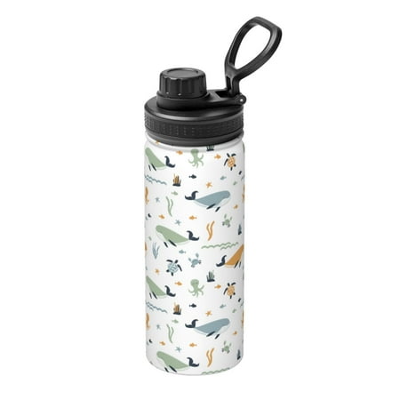 

Tebeau Sea Creatures Print Water Bottle 18oz Sports Insulated Kettle Stainless Steel Outdoor Drinking Bottles Fashion Travel Cup