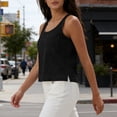 thumbnail image 6 of ClodeEU Women's Solid Color Crew Neck Denin Tank Top, Casual Sleeveless Jean Tops Black,Women's Plus L, 6 of 8