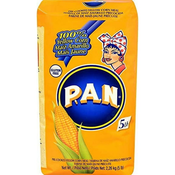 P.A.N. Yellow Corn Meal - Pre-cooked Gluten Free and Kosher Flour for Arepas, 2.27 kg (5 lb)