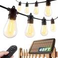 thumbnail image 1 of 48 FT Solar String Lights Outdoor Waterproof with Remote&USB Port Solar Patio Lights Long Last for 20+Hrs, 3 Light Modes, Dimmable Solar Lights for Outside Backyard Party, 1 of 7