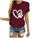 thumbnail image 2 of Fiudx Ofertas y Liquidaciones Moda Mujer Casual Cuello Redondo Impresión Blusa Manga Corta Camiseta Verano Tops, 2 of 5