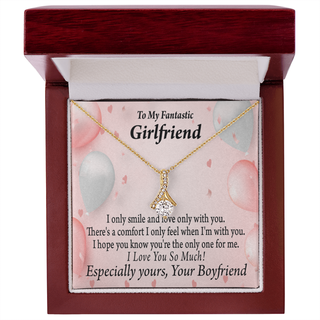 To My Girlfriend Girlfriend The Only One For Me Alluring Ribbon Necklace Message Card