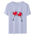 thumbnail image 5 of Diufon Hauts de la Saint-Valentin pour Femmes Décontracté Manches Courtes Col Rond Pull Chemise Imprimé Graphique Mignon Tendance, 5 of 5