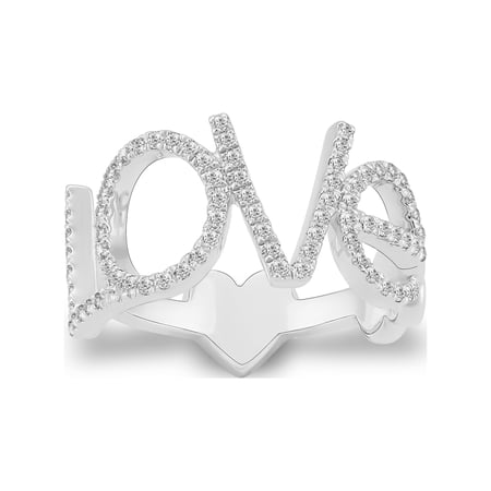 ARAIYA FINE JEWELRY 14K White Gold Diamond Love Band Ring (1/3 cttw, I-J Color, I2-I3 Clarity), Size 7