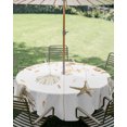 thumbnail image 2 of Orange Eucalyptus Coastal Outdoor Tablecloth with Umbrella Hole, Beach Starfish Conch Spillproof Waterproof Outdoor Table Cover, Patio Tablecloths for Party/Garden/Picnic, Round 54 inch, 2 of 9