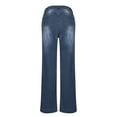 thumbnail image 5 of Bibifish Womens Jeans Dark Blue Drawstring Waist Wide Leg Denim Pants Side Pocket Soft Oversized Fit Casual Daily Outings Streetwear Trendy Jeans, 5 of 5