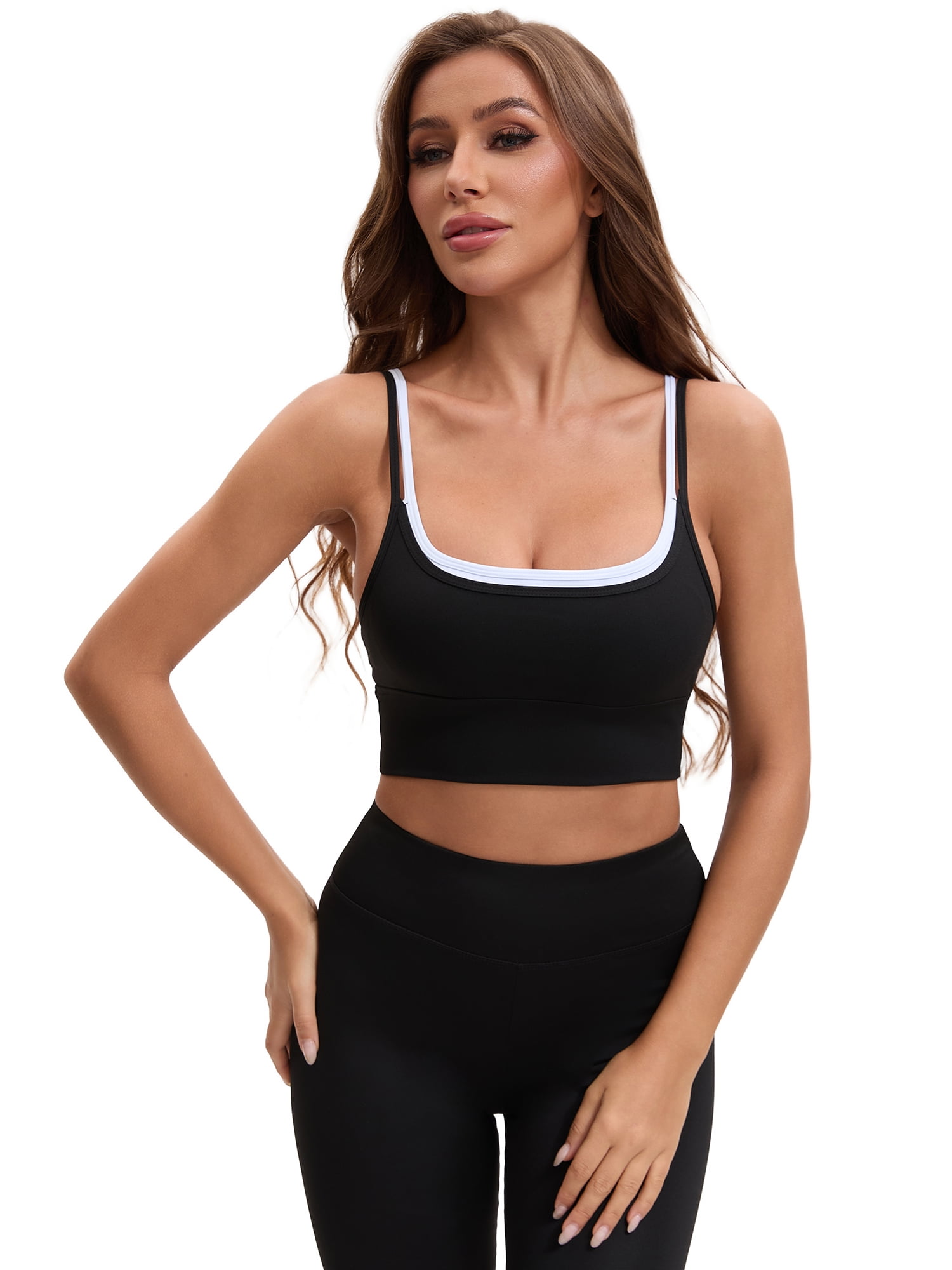 Unique Bargains Women's Full Coverage Workout Padded Sports Bras M Black