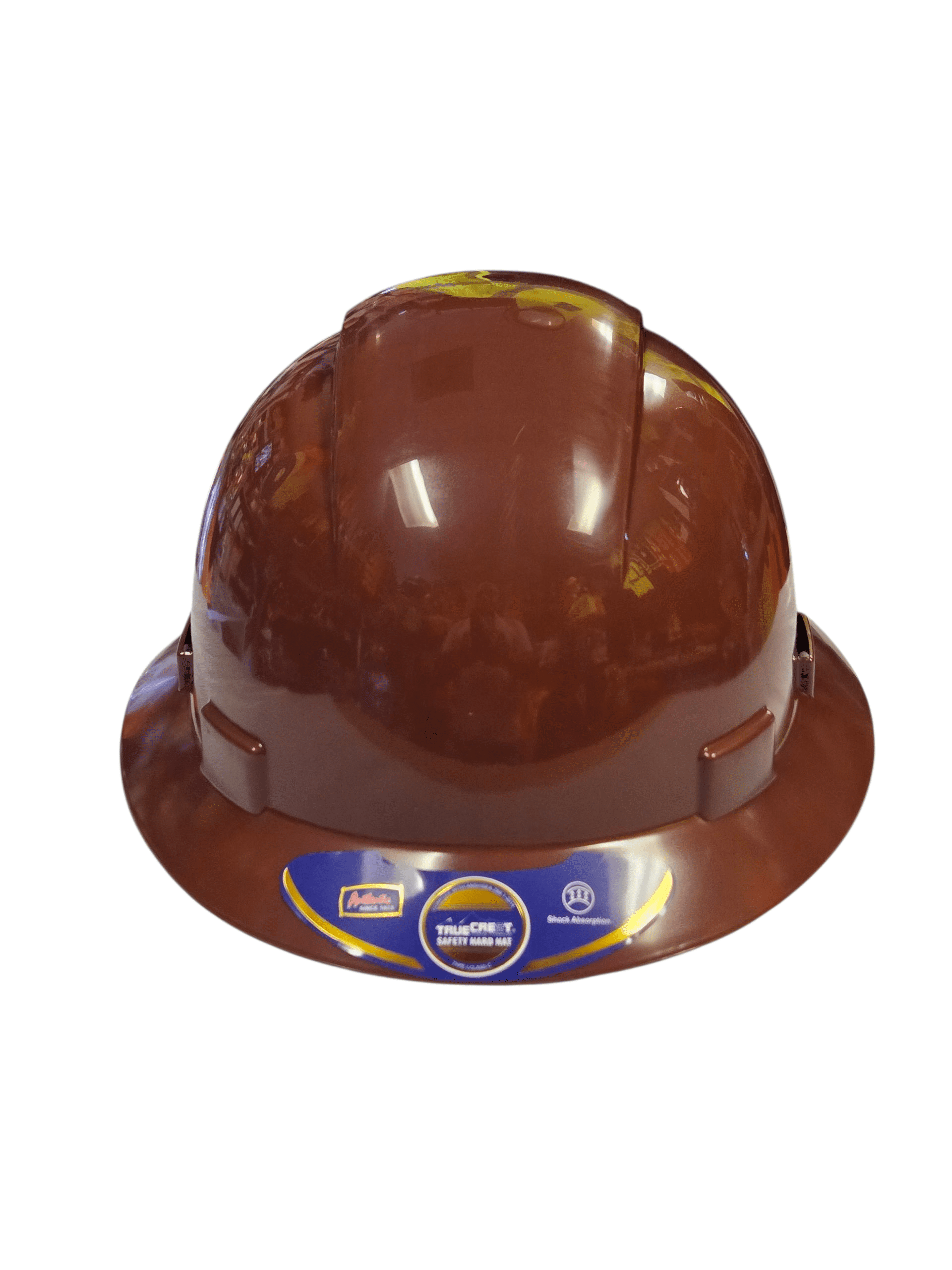 HDPE Natural Brown Tan Full Brim Hard Hat with Fas-trac Suspension