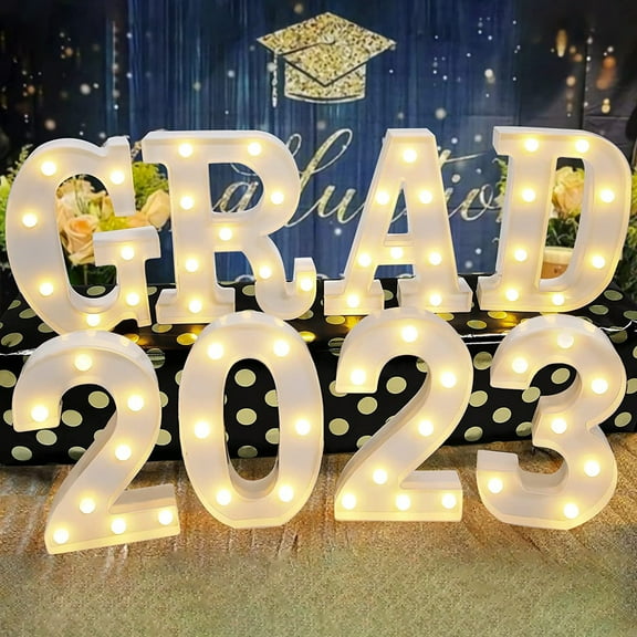 Decorative Light Glowing Plastic LED Marquee Light Up Letter GRAD 2023 Graduation Party Decor