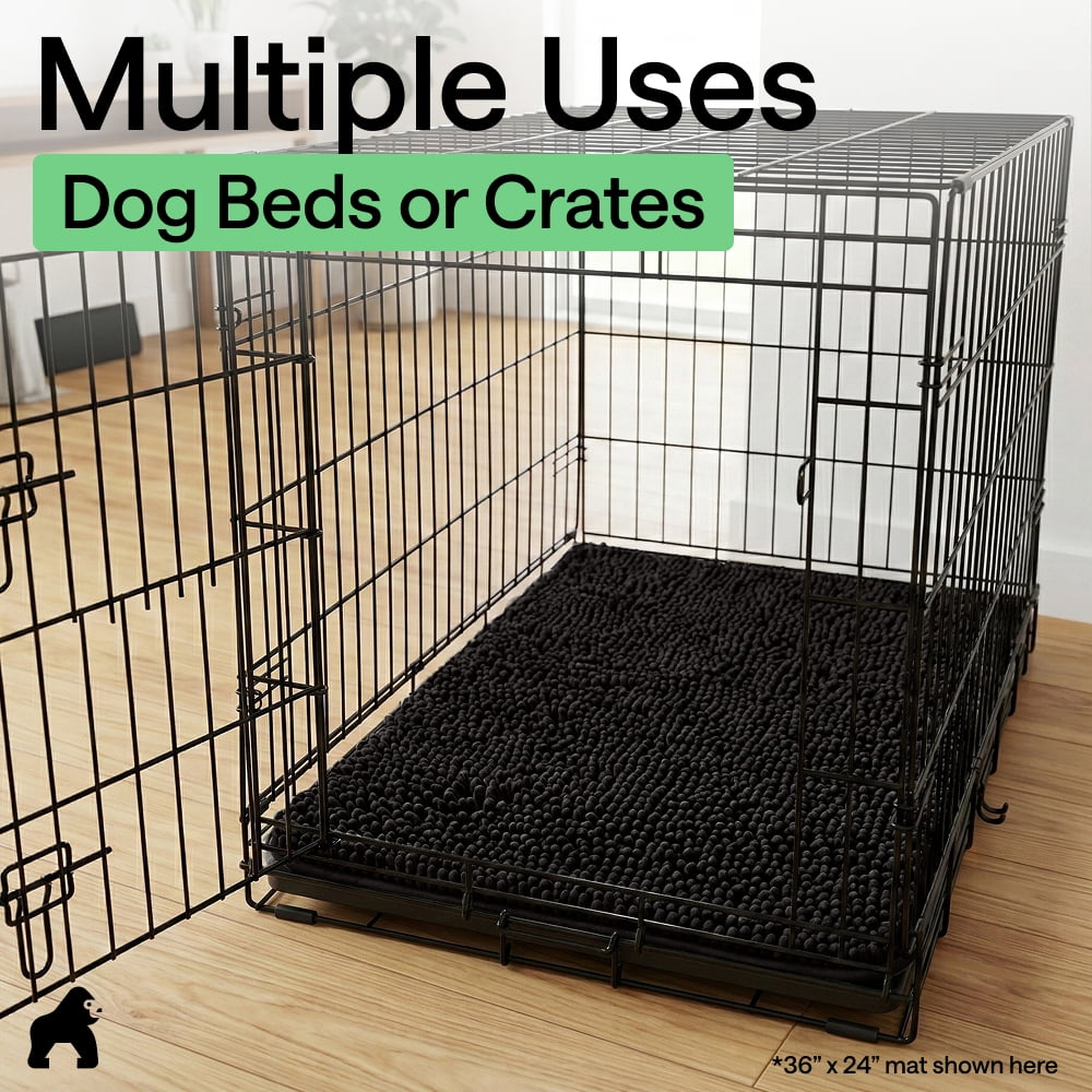 GORILLA GRIP Ultra Absorbent Grippy Doormat for Muddy Dog Paws, Machine Washable Soakstopper Rugs Cleaner Floors, Bed Mat for Dirty Dogs, Indoor Entrance Door Rug Pet Bed Mats 24x17 Black