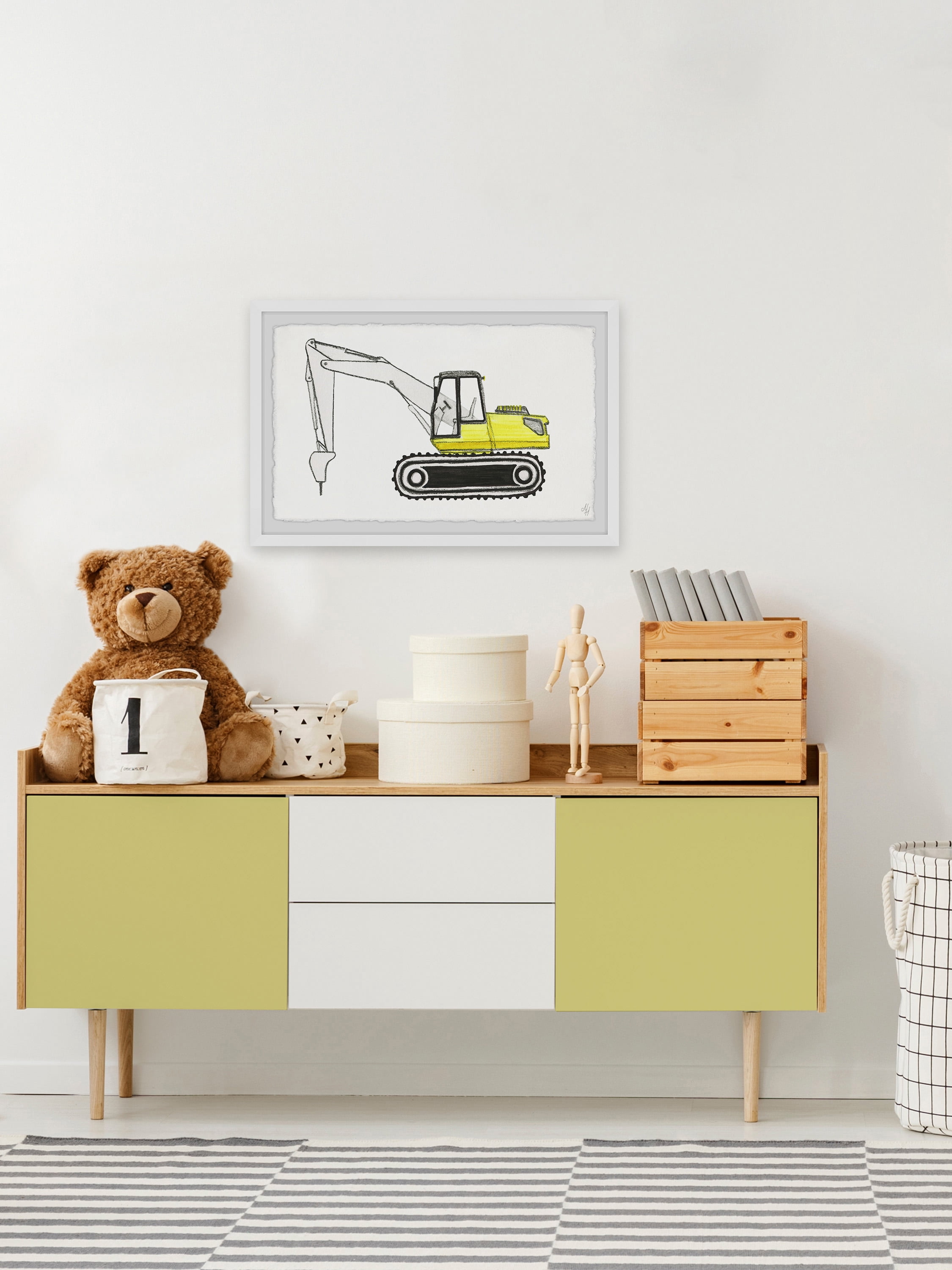 Marmont Hill Jackhammer Truck Framed Wall Art, 12.00" x 1.50"