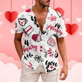thumbnail image 2 of IWRICH Men's Hawaiian Shirt Valentines Day Heart Short Sleeve Beach Button down Causal Top Print Tropical Hawaii Shirts Black L, 2 of 4