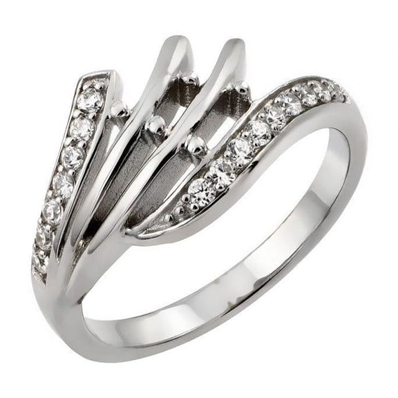 Rhodium Plated Sterling Silver 925 Clear Cubic Zirconia Inlay Ring Band White Jewelry Female Size 5