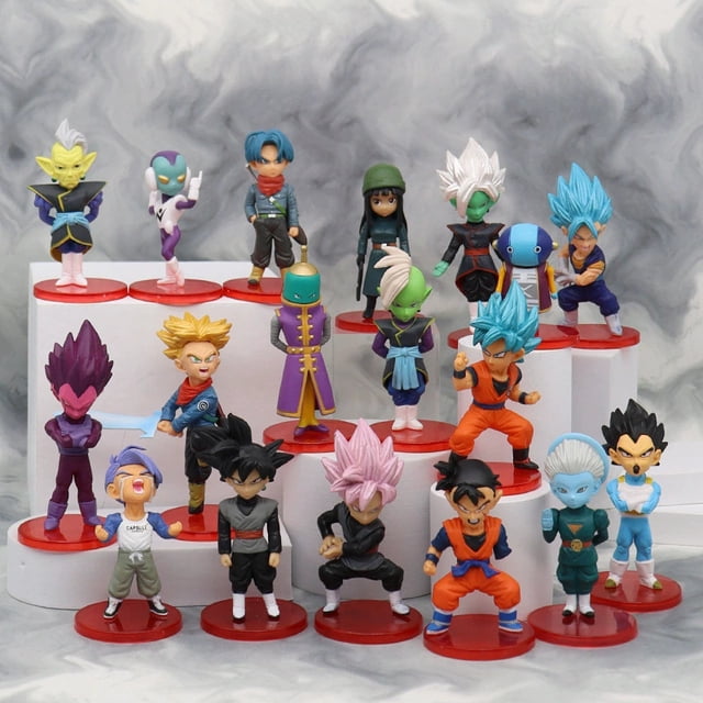 TAMASHII NATIONS Dragon Ball Super Mini Figures Set, 18-Pack 1.97 Inch Collectible PVC Anime Character Toys