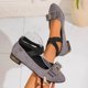 thumbnail image 5 of Zapatos de Tacón Bajo Strass Bow Mary Jane Sandalias, Zapatos Casuales de las Mujeres Más Tamaño Terciopelo Correa Crisscross Primavera Verano, 5 of 9