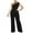 Black, variant on Summer Fashion Plus Size Jumpsuits for Women Petite Solid Color Sexy Sleeveless One Shoulder Sling High Waist Straight Jumpsuit