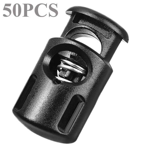 50Pcs Plastic Spring Cord Locks for Drawstring,Paracord Toggle Stopper Clasp Elastic Shoe Lace Tie Lock Sweatpants Hoodie String Clips Bungee Swim Goggles Gloves String Cord Lock Replacement,Black A