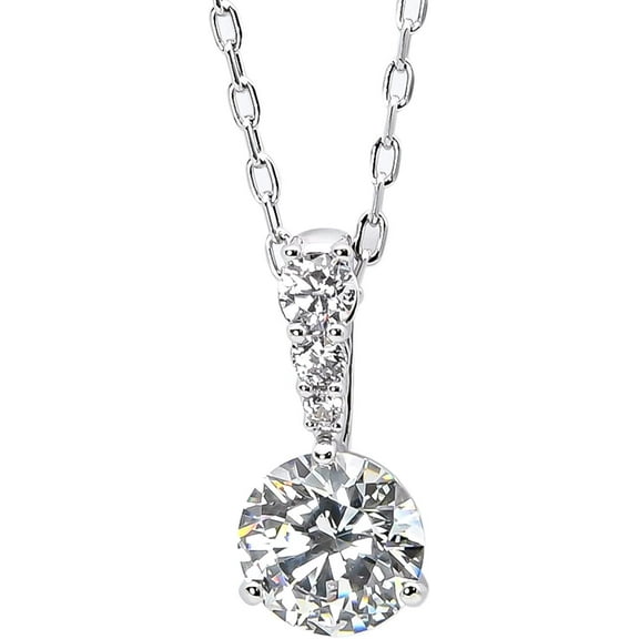Swarovski Solitaire Pendant - White - Rhodium Plated -