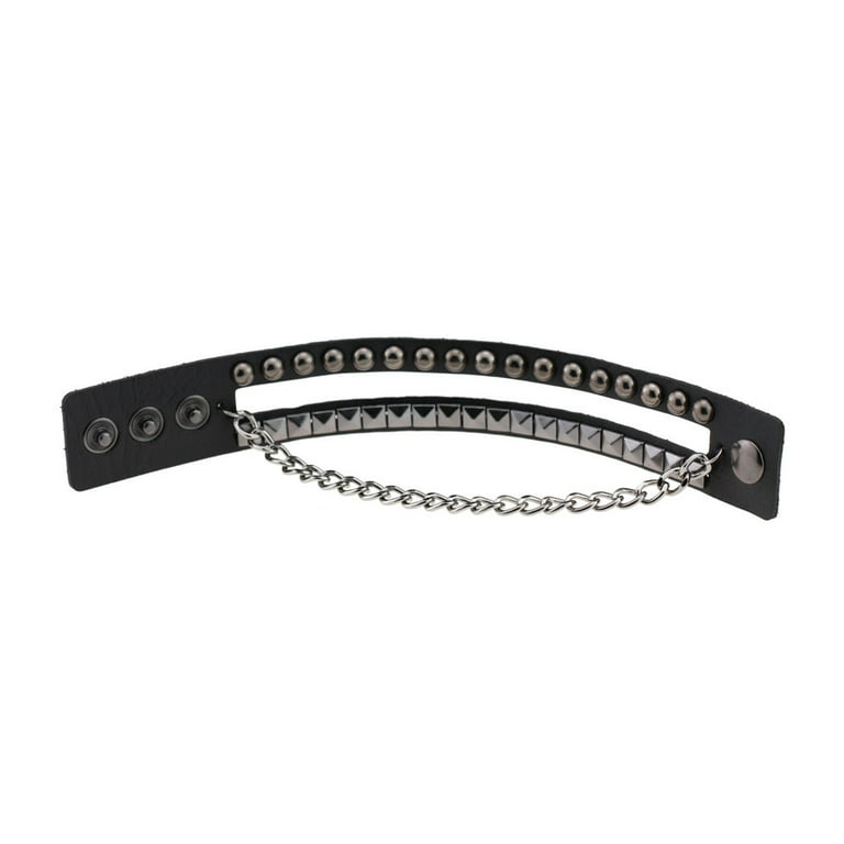 Qinsihwn 6 Pieces Punk Studded Bracelet Goth Bracelet Leather Rivets Spike Bracelet Cuff Adjustable Metal Wristband Gothic Accessories for Men Women