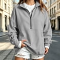 thumbnail image 2 of Cmfcve Women's Casual Oversized Half Zip Sweatshirts Long Sleeve Solid Color Pullover Tops Jackets with Pockets, 2 of 6