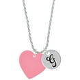 thumbnail image 1 of Delight Jewelry Acrylic 1" Pink Heart Silvertone Script Initial Disc - G - Charm Necklace, 20"+3", 1 of 4