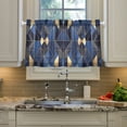 thumbnail image 2 of Yayeee Kitchen Curtains Light Filtering 27"x24" Rod Pocket Short Cafe Window Panel, Blue Geometric Pattern, 2 of 7