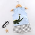 thumbnail image 2 of Staki Summer Outfits for Boys Toddler Baby Boy Outfits Shorts Sleeve Summer Beach T Shirts + Shorts Clothing Set 3-24M 2-4Y(9-18 Months,Blue), 2 of 4